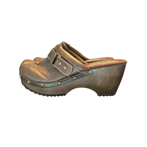 Bongo Brown Chunky Heel Platform Clogs Y2K Grunge Vintage 1990s Style Size 7 - Picture 2 of 7